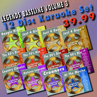 LEGENDS BASSLINE KARAOKE  V#3 12 CDG SET over 180 SONGS No repeats READ Listing - Image 1 of 4