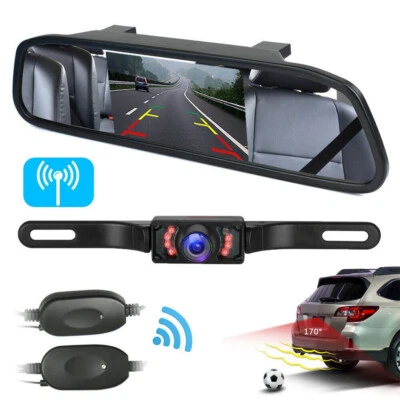 Wireless IR Parking Backup Camera Car Rear View System + 4.3" LCD Mirror Monitor - Image 1 of 4