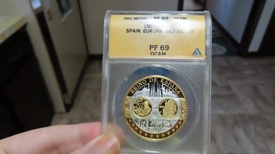 2002 Europa Europe Spain Spanish Medal   PROOF ANACS PF69 - Image 1 of 4