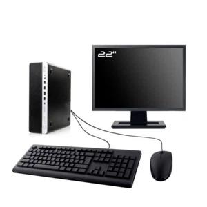 PC HP EliteDesk 800 G3 SFF Ecran 22" Intel G4400 RAM 64Go SDD 240Go W11 Wifi - Photo 1/7