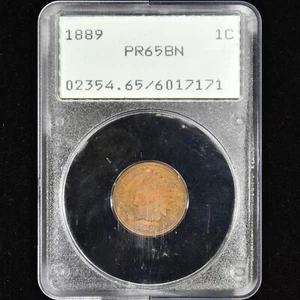 1889 INDIAN HEAD CENT ✪ PCGS PR-65-BN ✪ 1C PR PROOF COIN RATTLER HOLDER◢TRUSTED◣ - Picture 1 of 4
