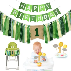 Baby Birthday Highchair Banner Child 1 Year Pull Flag Bunting Partty Decoration - Picture 1 of 10