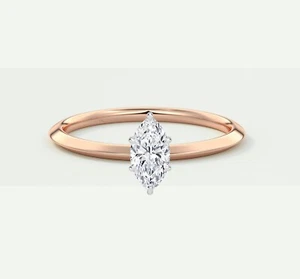 2/3 Ct Marquise E/VVS Lab Created Grown Diamond Engagement Ring 14K Rose Gold - Picture 1 of 1
