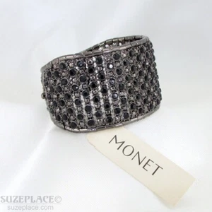MONET GUN METAL TON SCHWARZ STRASS MANSCHETTE ARMBAND NEU MIT ETIKETT $ 38 - Bild 1 von 4
