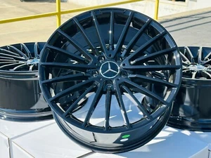 4 NEW 19" Gloss black Wheels 19x8.5 Squared Rims Mercedes CLA250 CLS400 CLS550 - Picture 1 of 2