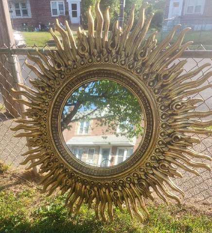 MCM Syroco Sunburst Star Mirror in Gold Cover