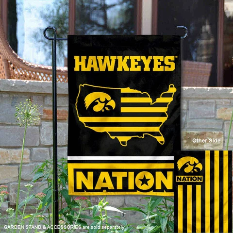 University of Iowa USA Stars and Stripes Garden Flag and Yard Banner Cover