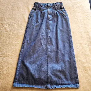 Roughrider By Circle T Women's Size 7/8 Blue Jean Denim Long Western Maxi Skirt - Picture 1 of 12