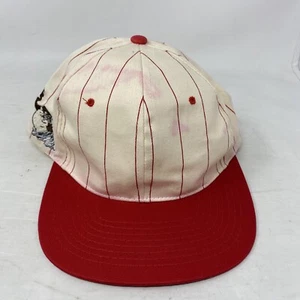 Vintage Taz Tasmanian Devil Snapback Hat White Red Pinstripe Cap 1992 - Picture 1 of 9