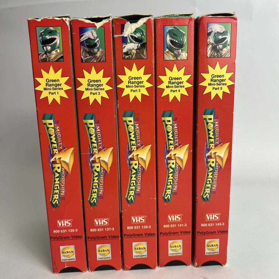 Mighty Morphin Power Rangers Green Ranger Mini-Series Parts 1-5 VHS Lot TESTED Foto 1 de 4