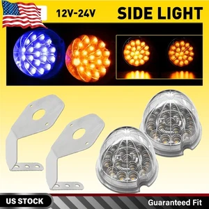 2PCS LED Watermelon Side Marker Turn Signal Light Lamp with L-Bracket Amber/Blue - Foto 1 di 15