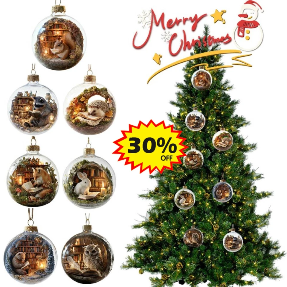 Christmas Tree Decoration Ball Bookstore Animal Series%2CFall Winter Home Deco r - Image 1 of 4