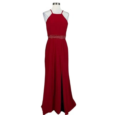Vestido largo Nightway formal para mujer talla 10 rojo sin espalda recortada abertura en el muslo Foto 1 de 4