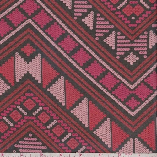 Tela de gasa Chevron con estampado de lentejuelas rosa rubí/rosa intenso Foto 1 de 1