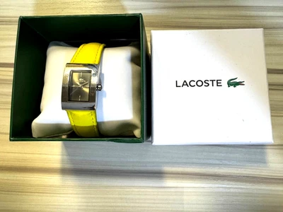 Lacoste Watch Women’s Yellow Leather Strap Rectangular Silver Dial – Boxed - Image 1 of 4