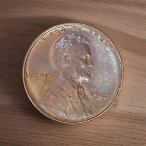 1947 S Lincoln Wheat Penny, Uncirculated, BU, Luster, Great Toning - Picture 1 of 3