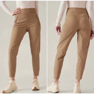 Athleta Tan Trekkie North Jogger High Rise Hiking Brown Pant Women 10 Athleisure - Picture 1 of 9