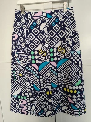 Falda Tori Richards Gecko Talla 6 Sin Usar Estado Ecléctico Colorido Midi Cierre Botón Foto 1 de 4