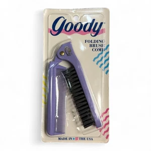 NEW Vintage 1989 Goody 9" Purse Travel Size Folding Brush Comb Sealed Purple USA - Picture 1 of 3