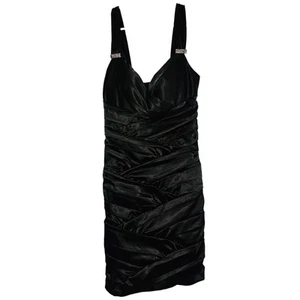 Vestido para mujer negro ajustado sin mangas pedrería cremallera trasera talla 8 bisou - Imagen 1 de 9