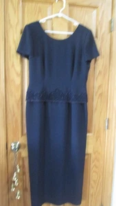 DONNA MORGAN Navy Blue Embellished Special Ocassion Dress Size 14 Free Ship - Picture 1 of 16
