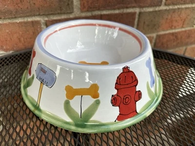 Винтажная художественная чаша ручной работы из керамики Mesa для собак с автографом Elkins Нью-Джерси - Изображение 1 из 4