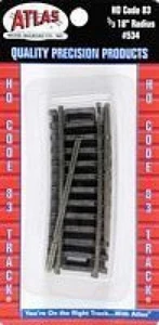 Atlas #534 18" Radius 1/3 Section (4-pack) Code 83 Rails HO Scale - Picture 1 of 2
