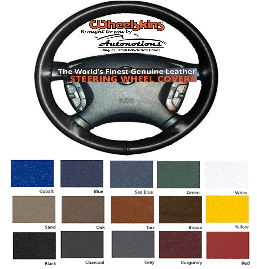 Leather Steering Wheel Covers for Mitsubishi Vehicles Genuine Cowhide Wheelskins - Image 1 of 4