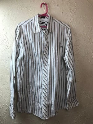 Camisa de algodón a rayas con botones de manga larga para hombre KIRRA talla grande Foto 1 de 4