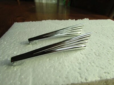 NORS Pair Vintage 1934 Plymouth PE Headlight Chrome Emblem Fins Ornaments NICE! - Image 1 of 4