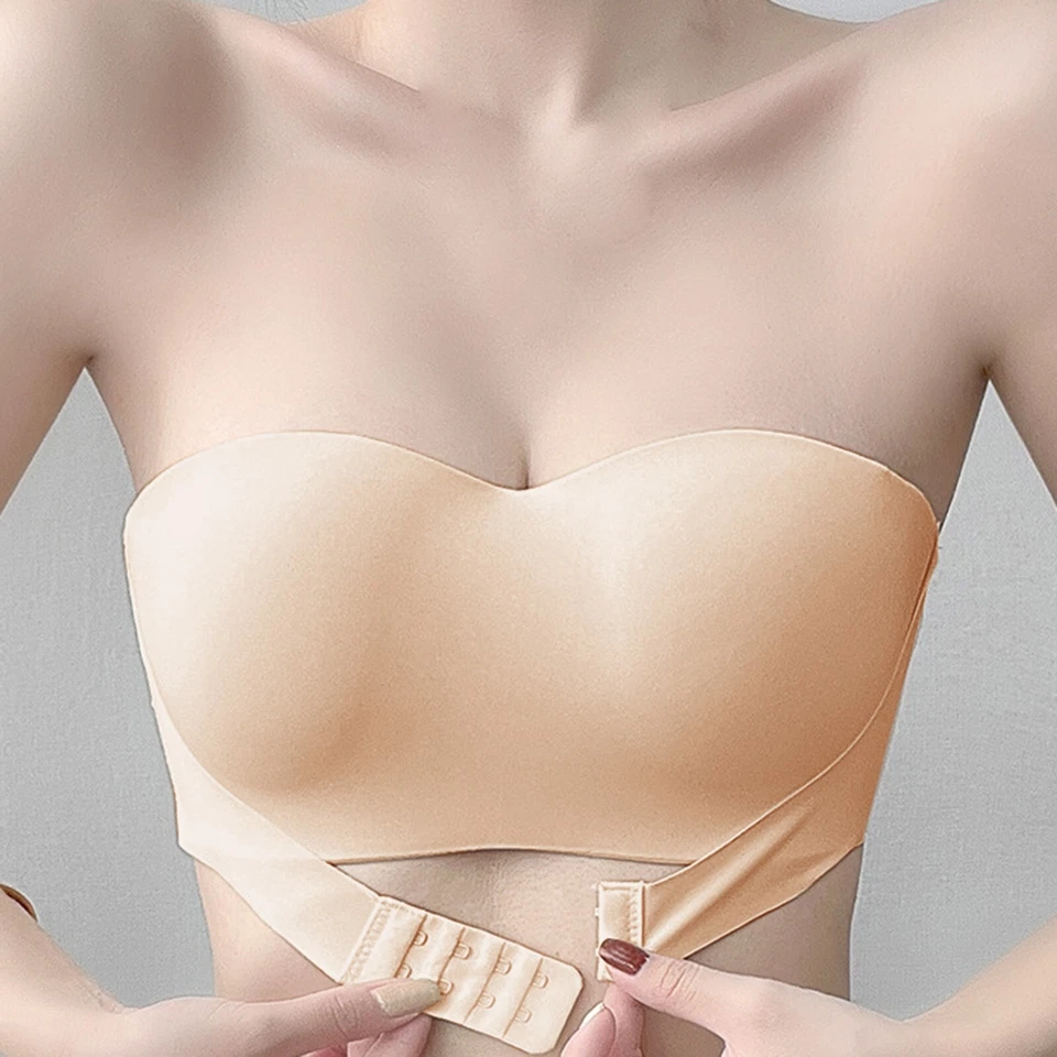 Womens Comfortable Pad Strapless Bra Gathering Non Slip Bralette Wrapping Chest - Image 1 of 1