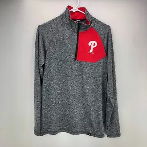 Maglione Fanatics Uomo 1/4 Zip Philadelphia Phillies MLBP Taglia S Grigio Rosso - Foto 1 di 11