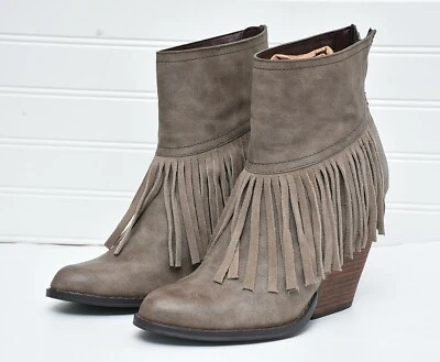 MUY VOLÁTILES Los Angeles Botines de Cuña de Cuero Sintético con Flecos Talla 8 Foto 1 de 4