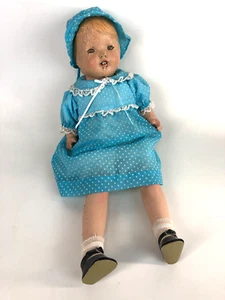 Vintage antike Reiter Zusammensetzung gruselige Puppe mit Rissen Kleidung Schuhe 17" groß - Bild 1 von 13