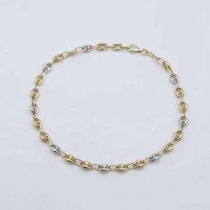 Soplado Mariner Cadena de Eslabones Tobillera Real 14K Tres Colores Oro - Imagen 1 de 6