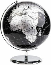 Exerz 20CM Mappamondo/World Globe/Globo in 20 20 CM, 20cm Nero Metallizzato