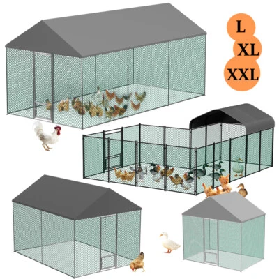 Большая металлическая клетка для кур с остроконечной крышей домик для кур кроликов - Изображение 1 из 4