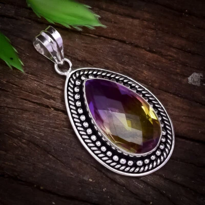 Pingente de prata esterlina 925 feito à mão com pedra preciosa multi turmalina exuberante 2,3" - Imagem 1 de 3