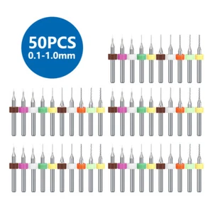 50Pcs Mini Carbide Micro Drill Bit Set 0.1-10mm For PCB CNC Print Circuit Board - Picture 1 of 7