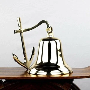 Handgefertigte maritime Messingglocke Wandbehang Schiffsglocke 10" Messing Anker Boot Dekor - Bild 1 von 3