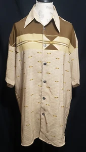Vintage Bertelli Made in USA SS Button Front Shirt - Beige - Large* - Picture 1 of 4