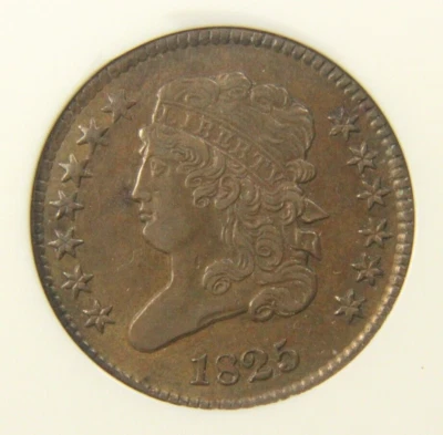 1825 Classic Head Half Cent, NGC AU-58, CAC, C-2 - Image 1 of 4