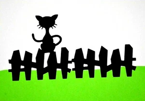Spooky Cat on Picket Fence Metal Cutting Die, Card Making Crafts *UK SELLER* D6 - Picture 1 of 4
