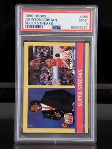 1990 NBA HOOPS MICHAEL JORDAN MAGIC JOHNSON #385 BASKETBALL CARD HOF PSA 9 MINT - Bild 1 von 3