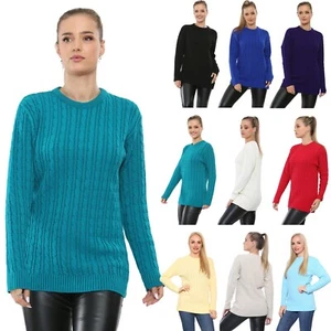 DAMEN RUNDHALS STRICKPULLOVER ALL OVER ZOPFMUSTER LANGARM SUPER WEICH STRICKPULLOVER - Bild 1 von 29