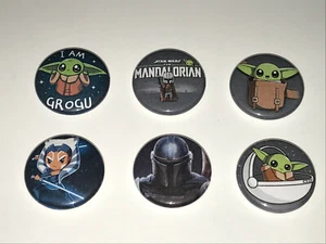 1" SET OF 6 DISNEY THE MANDALORIAN GROGU LAPEL BUTTON PIN SET STAR WARS [P35] - Bild 1 von 1