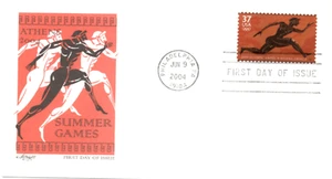 SUMMER OLYMPIC GAMES ATHENS GREECE NUDE RUNNERS 2004 ARTMASTER CACHET FDC UNADDR - Picture 1 of 2
