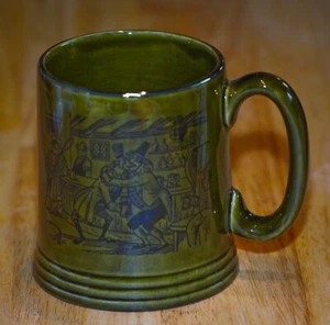 VINTAGE BIERKRUG dunkelgrün Steingut betrunken Liebesgedicht Made in England - Bild 1 von 5