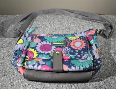Bolsa de ombro Lily Bloom Flowers Peace Sign colorida satchel alça dupla nova sem etiquetas - Imagem 1 de 4