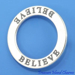 Believe Affirmation 925 Solid Sterling Silver Circle Round Pendant Band - Picture 1 of 1